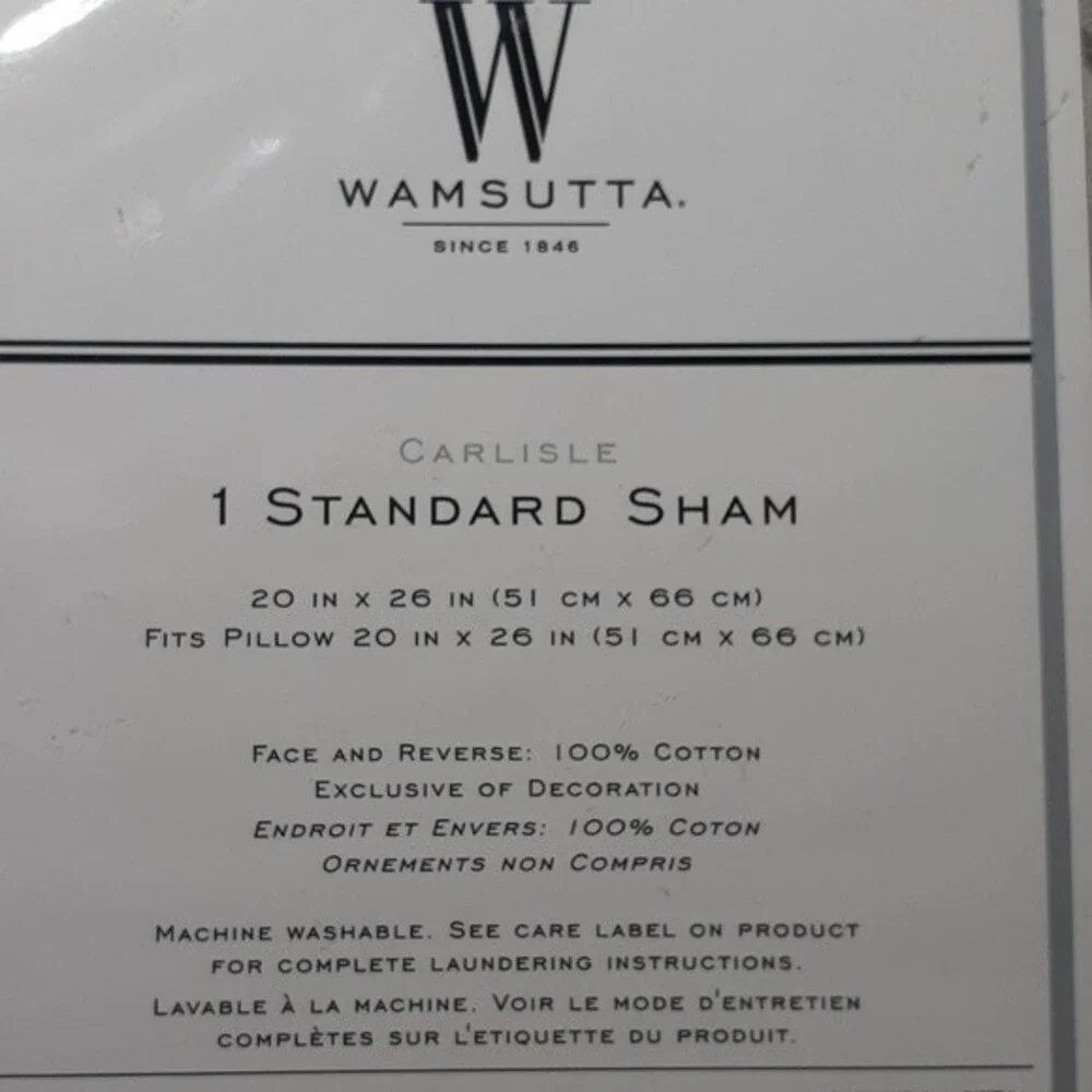 wamsutta carlisle Pillow sham 20 x 26 new neutral cotton tan beige gray